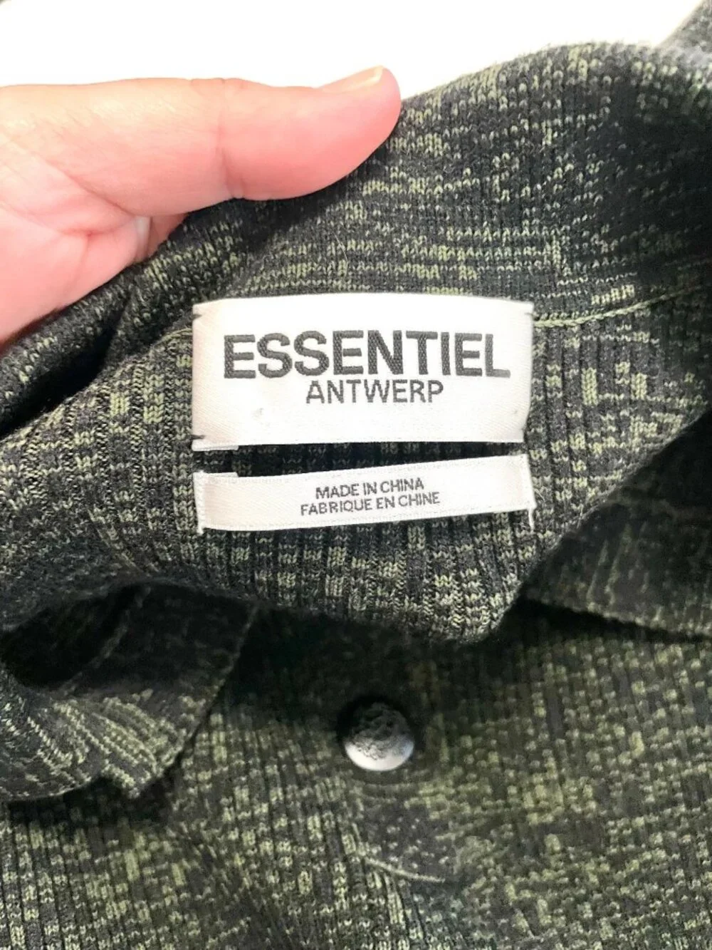 Essentiel Antwerp Khaki and Black Melange Ribbed Knit Sweater S Dark Academia